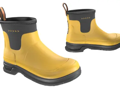 Yellow Short Rubber Boots 3D model