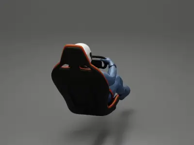 Racing Driver Sitting in Touring Car Cockpit with Racing Suit  3D print model