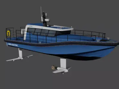 Electric workboat Low-poly 3D model