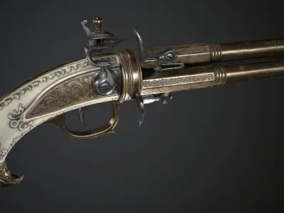 Flintlock Pistol Golden Eagle - Model and Textures Low-poly 3D model
