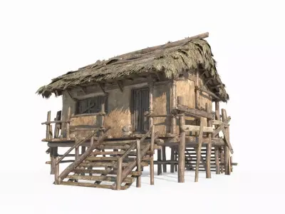 Ancient Asian Yellow Mud Houses 3D model