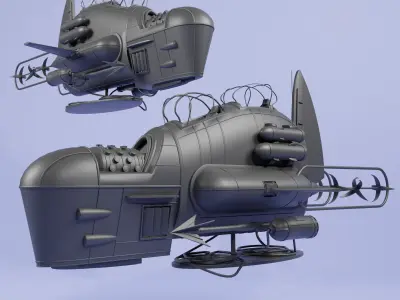Submarine fighter  speed --- Space fighter -Low-poly 3D models Low-poly 3D model