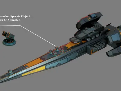 Sci-Fi Cruiser Aurora - Game Ready - PBR Low-poly 3D model