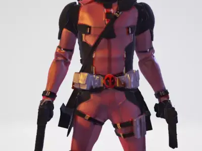 Deadpool Model fully free textured PBR Low-poly 3D model