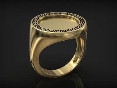 Round Antique Greek Ornament Meander Mockup Signet 3D print model