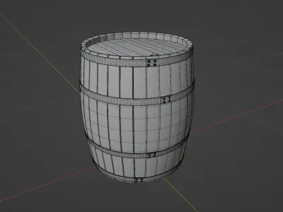 Wood barrel 3D model buy