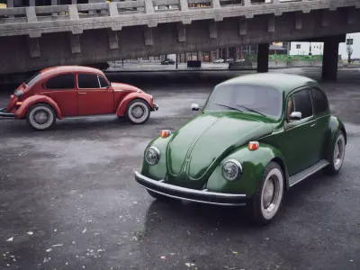 Low Poly Small Car 1 - Game Ready  Low-poly 3D model