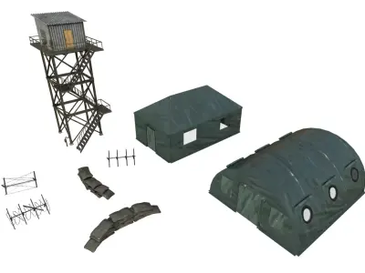 Military Outpost Pack  Low-poly 3D model