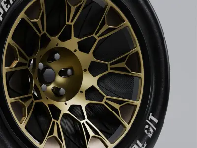 Custom wheel with racing tires 3D model