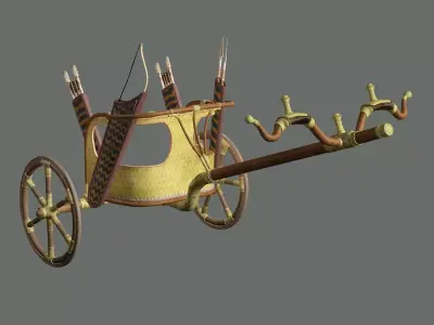 Chariot wooden cart Low Poly 3D Model Low-poly 3D model