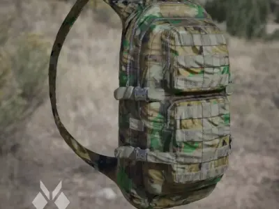 Military BackPack Jungle Desert and Urban colour maps Low-poly 3D model