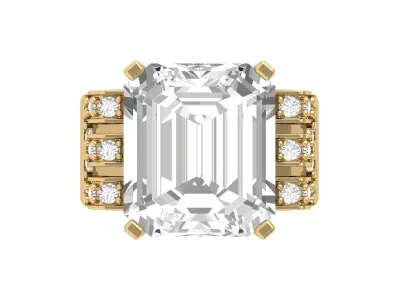 Emerald Solitaire Art Deco Ring 3D print model 5
