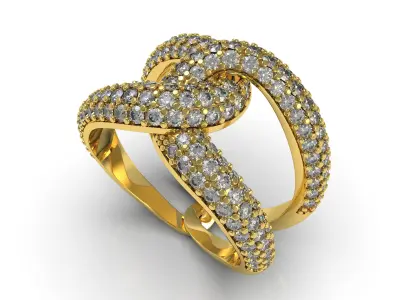 Antique Intertwin Diamond Cocktail Ring 3D print model