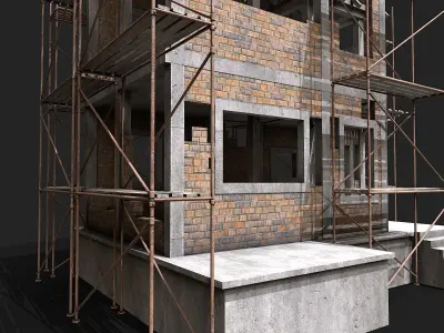 Building Construction and Scaffolding Low-poly 3D model