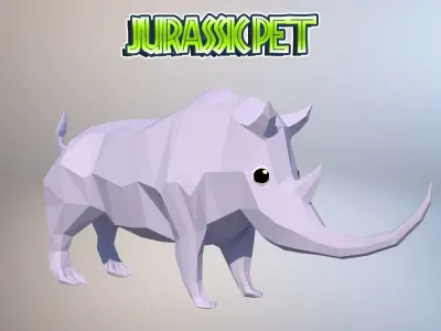 Woolly rhinoceros Low-poly 3D model