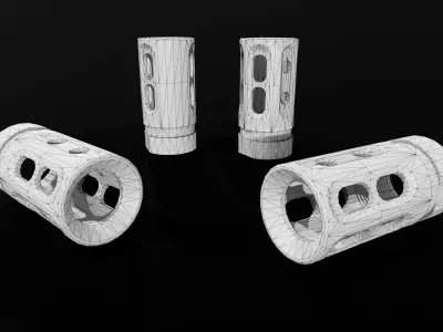 TAA FTS Series Titanium PCC Hybrid Muzzle Brake Low-poly 3D model