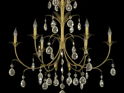 Classic chandelier with metal leaves 3D model