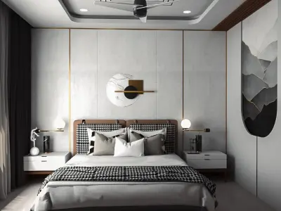 Modern Bedroom Scene 3D model purchase