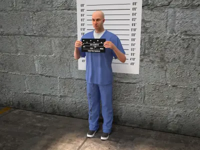 Prisoner in Blue Uniform Rigged  purchase 3D model