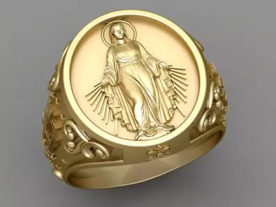 Antique Religious Ring 3D print model
