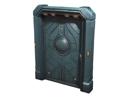 Simple low poly scifi door 3D model
