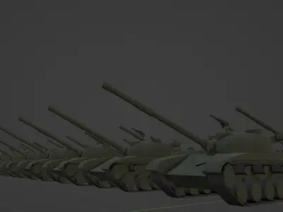 T-64 Tank Low Poly with Skeleton and Suspension Low-poly 3D model