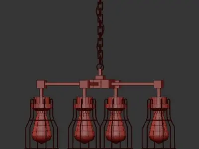 Industrial Wire Cage Chandelier 3D model