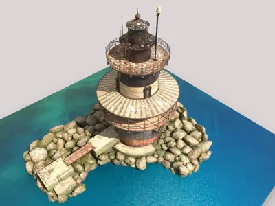 The Old Lighthouse with Rocky Surroundings 3D model