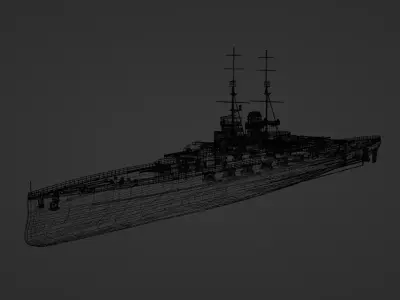 Fictional warship Hansan-class Battlecruiser 3D model