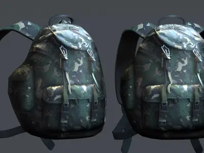 Backpack military combat Black baggage Low-poly 3D model purchase