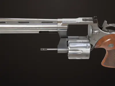 Revolver 05 Silver Colt Python All PBR Unity UE Textures Low-poly 3D model