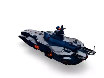 Scifi Battleship Futuristic Warship Model Low-poly 3D model