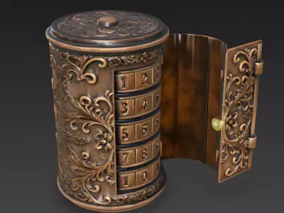 Steampunk Bronze Cryptex Puzzle Box Low-poly 3D model