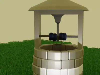 Well with grass low-poly Low-poly 3D model