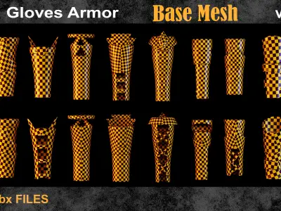 40 Gloves Armor Basemesh vol19 Low-poly 3D model