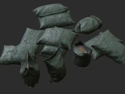 Military Sand Bags Assets 01 Low-poly 3D model
