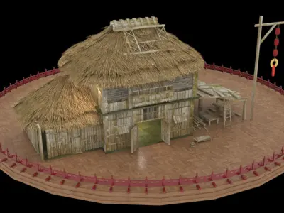 Chinese ancient cottage  house  3D model
