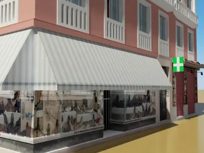 Photorealistic Low Poly Building 3D model 2