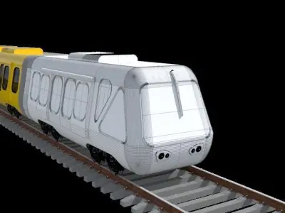 Train on tracks - animation 3D model