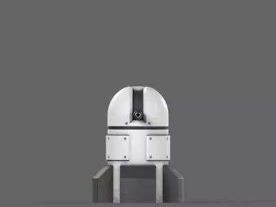 PBR Turret Gun 06 White Low-poly 3D model