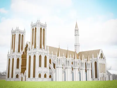 GOTHIC CATHEDRAL SET Low-poly 3D model