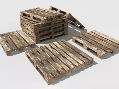 Industrial Wooden Pallet 4 Low-poly 3D model