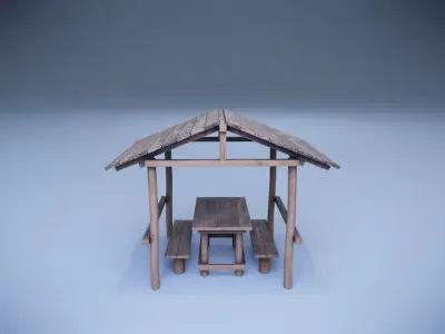 wooden gazebo Low-poly 3D model