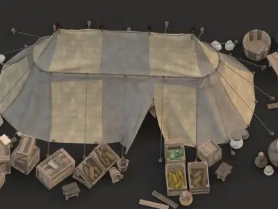 medieval market Low-poly 3D model purchase