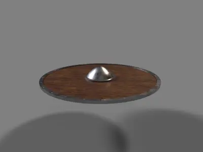 Round wooden shield game ready Low-poly 3D model