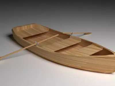BOAT 3d model wooden canoe 3D model
