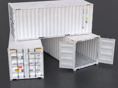 20ft Cargo Container White Low-poly 3D model