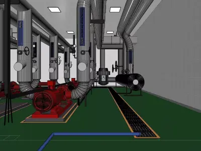 Industrial boiler room - Water pump room 3D model