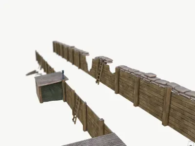 Trench System World War Modular Free low-poly 3D model