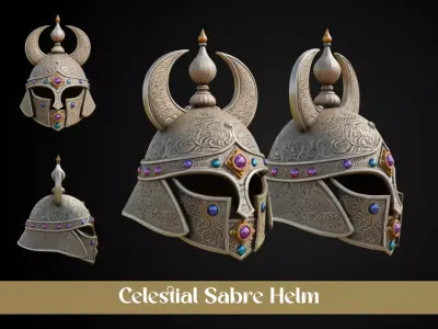 Stylized Persian Helmet - Celestial Sabre 3D print model